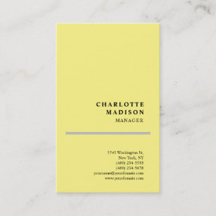 Carte De Visite Simple moderne minimaliste jaune simple