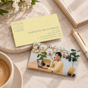 Carte De Visite Simple Moderne Minimaliste Logo Jaune Beurre Photo