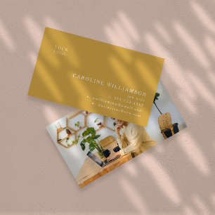 Carte De Visite Simple Moderne Minimaliste Logo Photo Jaune Poussi
