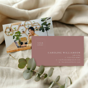 Carte De Visite Simple Moderne Minimaliste Logo Photo Rose Poussié