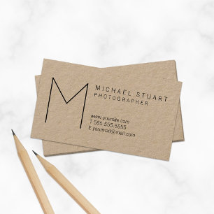 Carte De Visite Simple Moderne Minimaliste Monogramme Papier Kraft