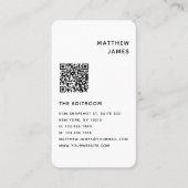 Carte De Visite Simple moderne minimaliste noir blanc QR Code (Devant)