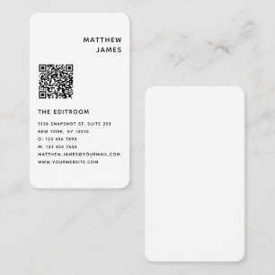 Carte De Visite Simple moderne minimaliste noir blanc QR Code