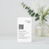 Carte De Visite Simple moderne minimaliste noir blanc QR Code (Debout devant)
