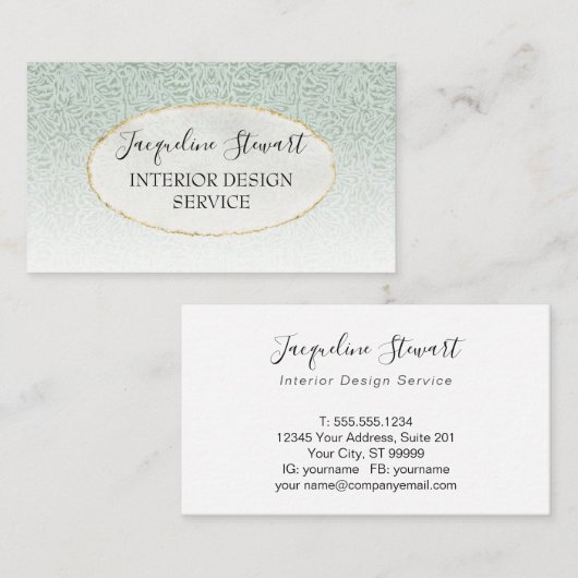 Carte De Visite Simple, moderne, Mint Elegant Retro Professional (Devant / Derrière)