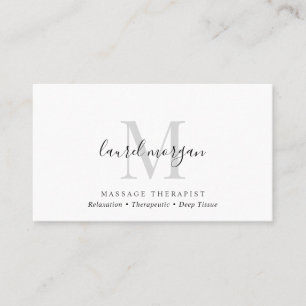 Carte De Visite Simple Moderne Monogramme De Script De Thérapeute 