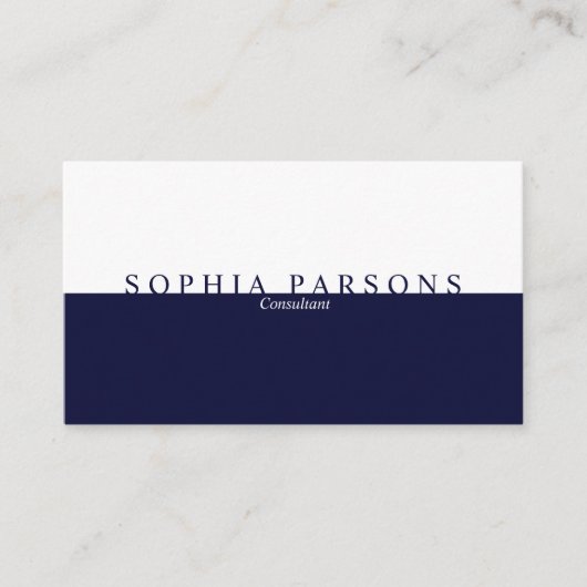 Carte De Visite Simple Moderne Navy et Blanc Professionnel (Devant)