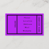 Carte De Visite Simple moderne Neon Fluorescent Purple (Dos)