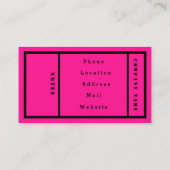 Carte De Visite Simple moderne Neon Fluorescent rose (Dos)
