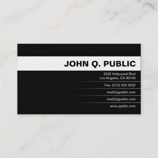 Carte De Visite Simple moderne noir avec blanc (Devant)