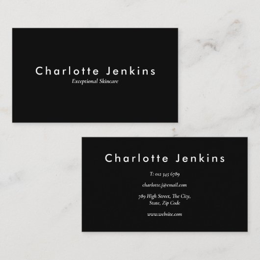 Carte De Visite Simple moderne Noir blanc (Devant / Derrière)