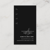 Carte De Visite Simple moderne noir et blanc—Mariage RSVP (Devant)