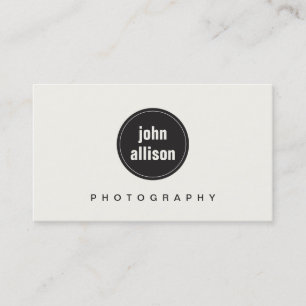 Carte De Visite Simple moderne noir et blanc, noir cercle Emblem
