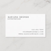 Carte De Visite Simple moderne noir et blanc Nom de script (Dos)