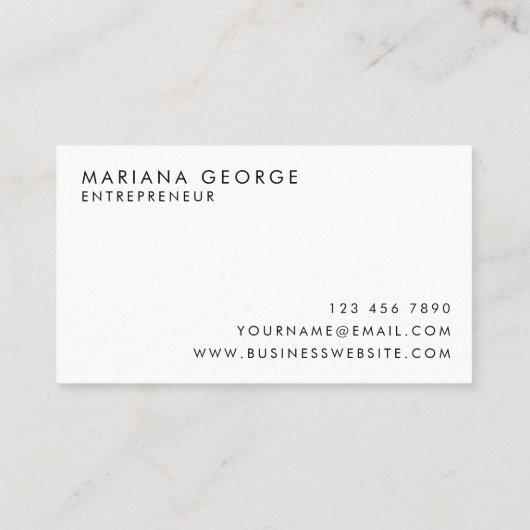 Carte De Visite Simple moderne noir et blanc Nom de script (Dos)