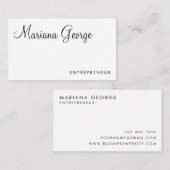 Carte De Visite Simple moderne noir et blanc Nom de script (Devant / Derrière)