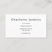 Carte De Visite Simple moderne noir et blanc professionnel (Dos)
