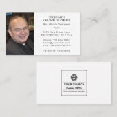 Carte De Visite Simple moderne Pasteur Photo Église religieuse (Devant / Derrière)