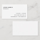 Carte De Visite Simple moderne professionnel élégant blanc simple (Devant / Derrière)