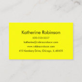 Carte De Visite Simple Moderne Professionnel Jaune Néon (Dos)