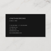 Carte De Visite Simple moderne Professionnel Minimal Noir & Blanc (Dos)