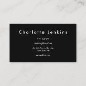 Carte De Visite Simple Moderne Professionnel Noir Blanc (Dos)