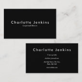 Carte De Visite Simple Moderne Professionnel Noir Blanc (Devant / Derrière)