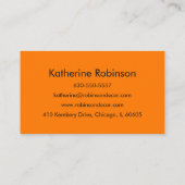 Carte De Visite Simple Moderne Professionnel Orange de Sécurité (Dos)