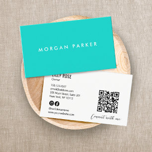 Carte De Visite Simple moderne professionnel Turquoise bleu