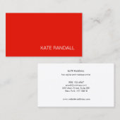 Carte De Visite Simple moderne Red Professional (Devant / Derrière)