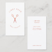 Carte De Visite Simple moderne Rose de coiffeur ciseaux or blanc (Devant / Derrière)