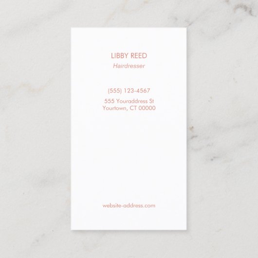 Carte De Visite Simple moderne Rose de coiffeur ciseaux or blanc (Dos)