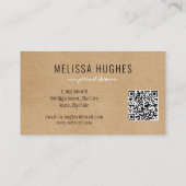 Carte De Visite Simple moderne Rustique Kraft QR Code (Dos)