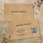 Carte De Visite Simple moderne Rustique Kraft QR Code