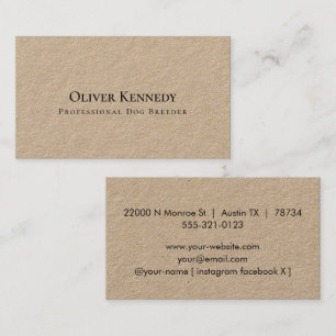 Carte De Visite Simple Moderne Rustique Papier Kraft Premium