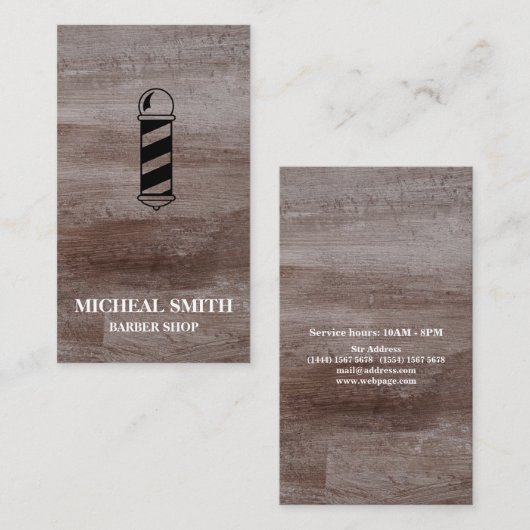 Carte De Visite Simple moderne Rustique Pole Barber Shop (Devant / Derrière)