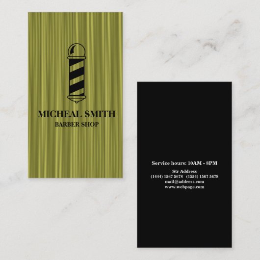 Carte De Visite Simple moderne Rustique Pole Barber Shop (Devant / Derrière)