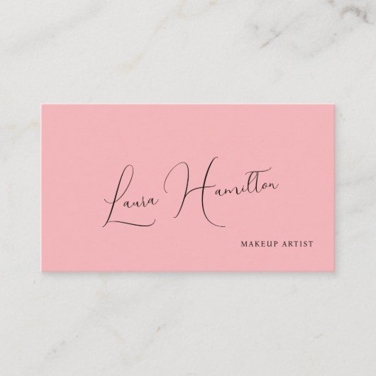 Carte De Visite Simple moderne script féminin QR code beauté rose (Devant)