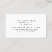 Carte De Visite Simple Moderne Script Monogramme de Coiffeur (Dos)