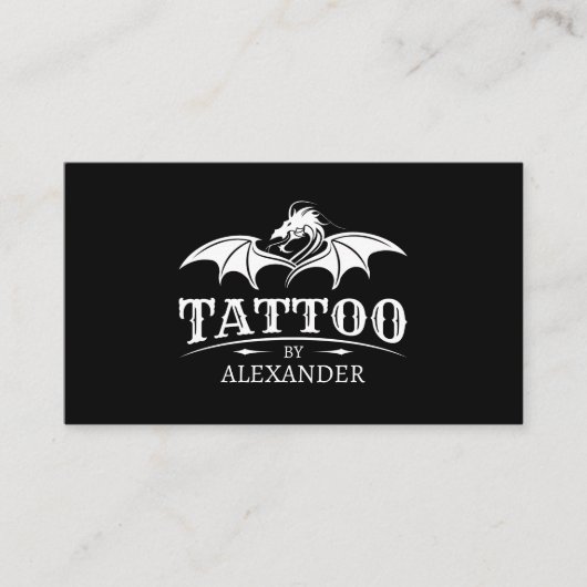 Carte De Visite Simple moderne tatouage noir Artiste Dragon Code Q (Devant)