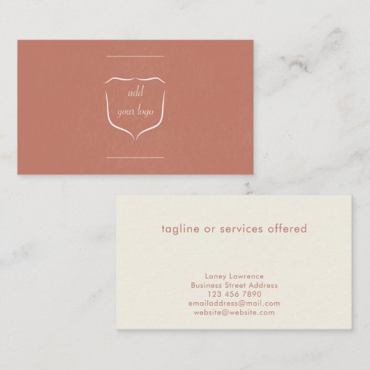 Carte De Visite Simple Moderne Terracotta Ajouter un Logo Professi (Devant / Derrière)