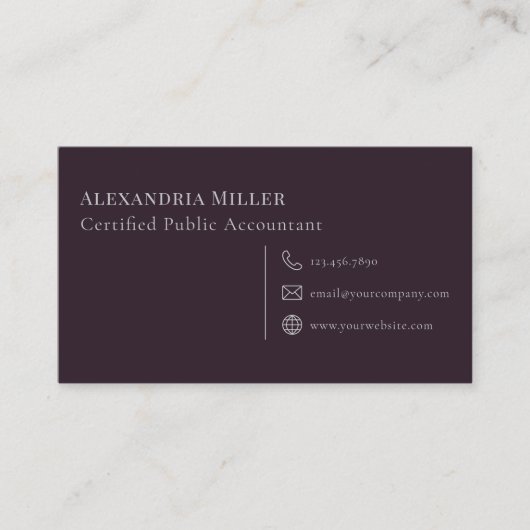 Carte De Visite Simple moderne violet (Devant)