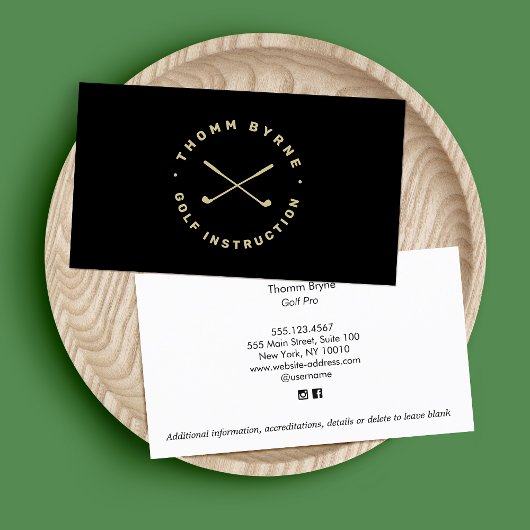 Carte De Visite Simple moniteur de golf Pro Crossed Golf Clubs