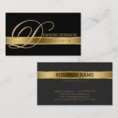 Carte De Visite Simple Monochromatique Avec Bande Or (Devant / Derrière)