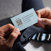 Carte De Visite Simple Monogram Blue QR Code | Connect with Me