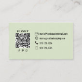 Carte De Visite Simple Monogram Green QR Code | Connect with Me (Dos)