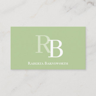 Carte De Visite Simple Monogram Green QR Code | Connect with Me