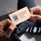 Carte De Visite Simple Monogram Peach QR Code | Connect with Me