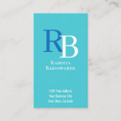 Carte De Visite Simple Monogram QR Code Blue | Connect with Me (Devant)