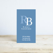 Carte De Visite Simple Monogram QR Code Blue | Connect with Me